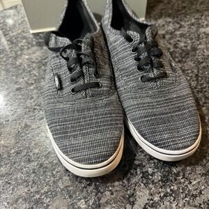 Vans Authentic Lo Pro Sneakers Black White Plaid Canvas Women's Sz 8 Skate Shoes